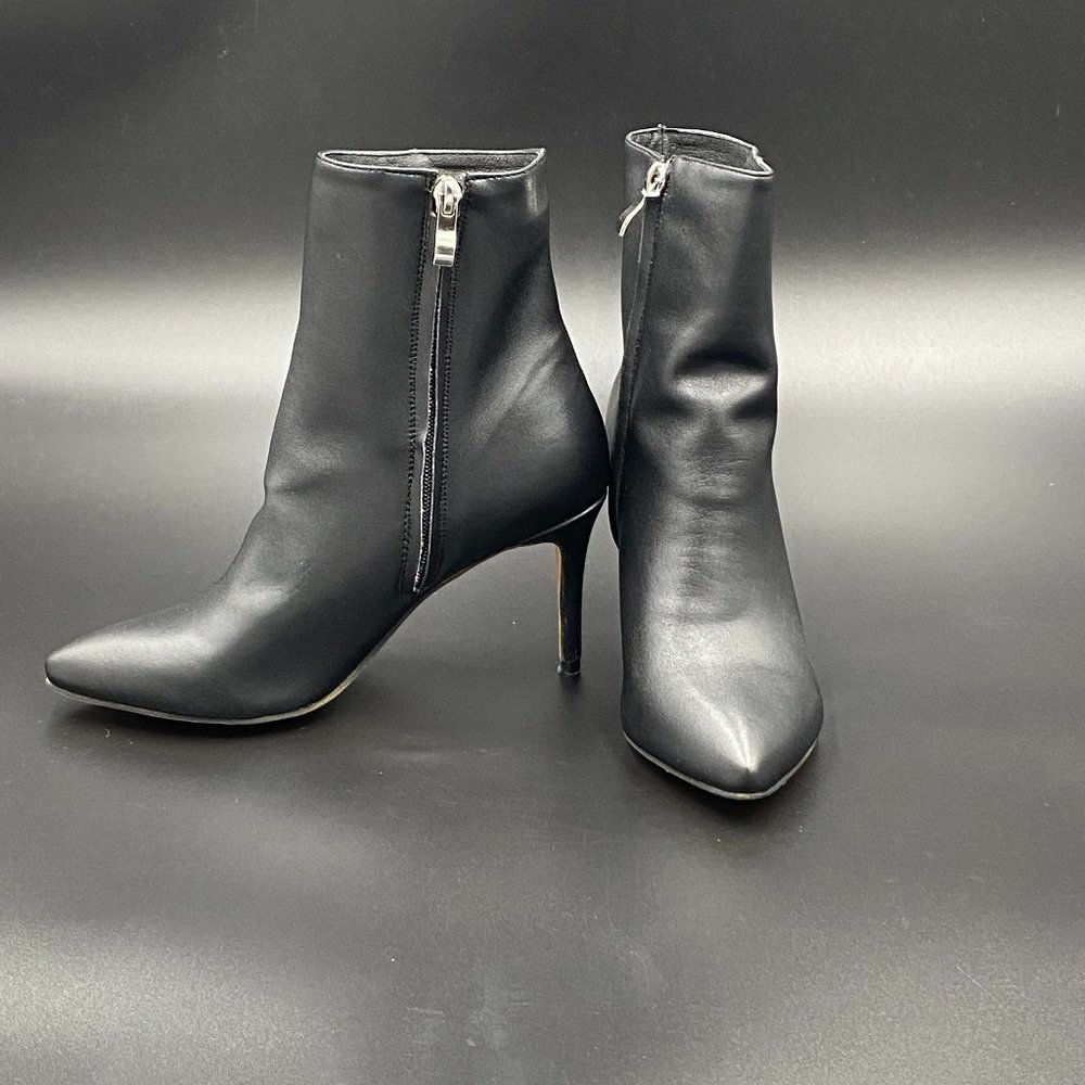 Black High Heel Ankle Boots Closed Pointed Toe Stilettos Zipper Warm Shoes